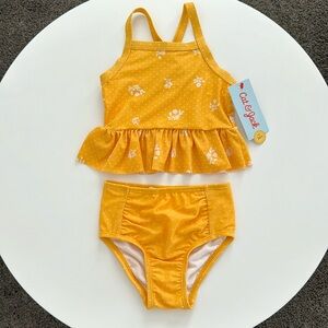 Cat & Jack Yellow Floral 2 Piece Swimsuit 18M